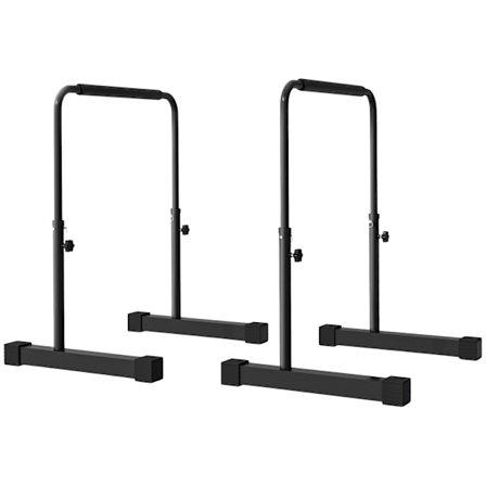Dip Bars Sæt med 2 Non-Slip Dip Station 80-100 cm Højdejusterbare fitness-paralletter til muskeltræning og styrketræning Stål Sort