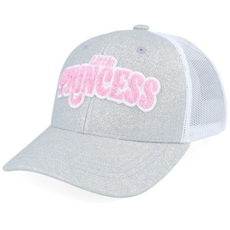 Kiddo Cap - Grå trucker Keps - Kids Little Princess Chenille Silver Glitter/White Trucker @ Hatstore