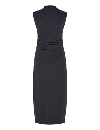 Rallie Cross Over Neck Midi Dr Black French Connection