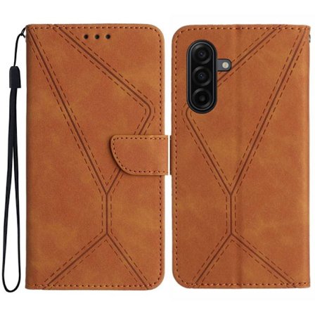 Mobilskal till Samsung Galaxy S26 Touch Lines Imprinted KonstLäder - Brun