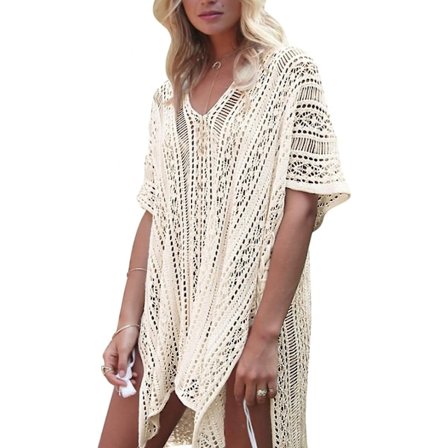 Kvinders Strandkjole V-hals Badetøj Strandkjole Seksuelt Hæklet Åben