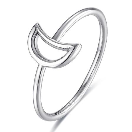 925 Sterling Silver Vintage Hollow Heart Moon Ring Damsmycken 2 7