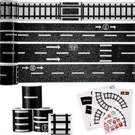 8 Delar Diy Tåg Järnvägar Väg Tejp Diy Trafikskylt Tågspår Modell Trafik Washi Tejp Väg Klistermärkesrullar