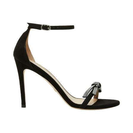 Stuart Weitzman, Nudist SW BOW 100 Sandals Czarny, Kobieta, Rozmiar: 36 EU