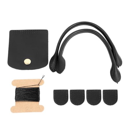 Læder Pung Rem DIY Fashionable Håndtaske Håndtag med Flip Cover Lynlås Stopper til Pung Fremstilling Tilbehør Sort Overlæder