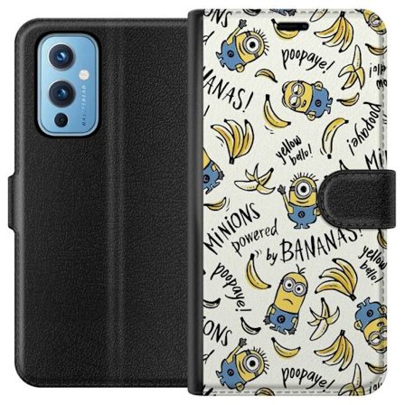 Kompatibel Tegnebogsetui til OnePlus 9 Minions bananmønster legesyg illustration med gule figurer bananer humoristisk design for fans af Minions og f