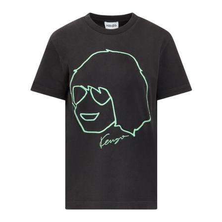 Kenzo Graphic Print Crewneck T-shirt Sort, Dame T-shirts