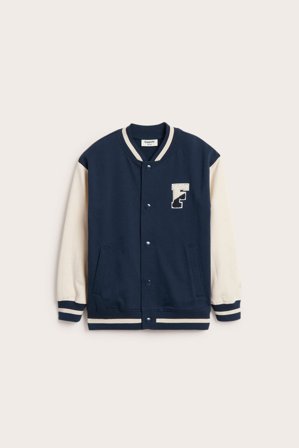 Kappahl | Kurtka bejsbolówka z bawełnianego trykotu Ciemnoniebieski 98/104 | Ciemnoniebieski