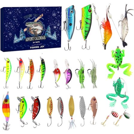 Fiske-Adventskalender 2024 Adventskalender Voksen Fiske-Lure Adventskalender 24 Dager Juletelling Fiskeutstyr Adventskalender