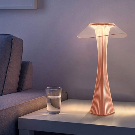 Dimbar USB-bordlampe Oppladbar nattbordslampe - Rosa LED nattlys