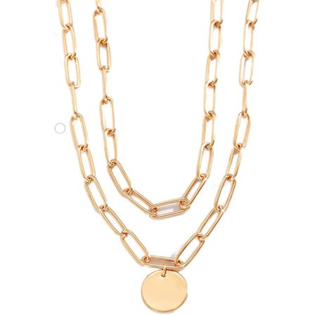 Kvindes Rundt Vedhæng Lagdelt Halskæde Papirclips Kæde Halskæder