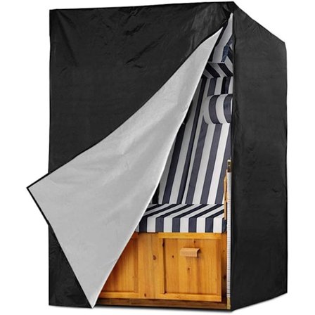 Strandlounge stolsöverdrag - Vintertåligt - 210D - Vattentätt - Rivtåligt och UV-skyddande - Svart - 135 x 105 x 175/140 cm