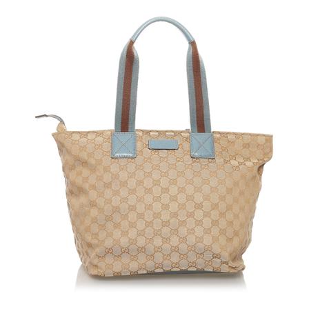 Gucci Vintage, Pre -owned GG Canvas Web Tote Bag Bruin, Dames, Maat:ONE Size