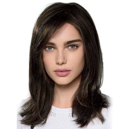 Brunt hår paryk til kvinder sideskilning lige hår paryk skulderlang blød hår paryk