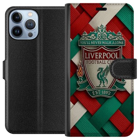 Yhteensopiva Lompakkokotelo Apple Apple iPhone 13 Pro Max Liverpool Football Clubin tunnus, jossa You'll Never Walk Alone voimakkaassa graafisessa suu