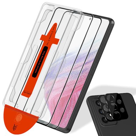2-PACK Samsung A53 Skærmbeskytter & 2-PACK linsebeskytter - Hærdet Glas | [Automatisk Installation] - Boblefri