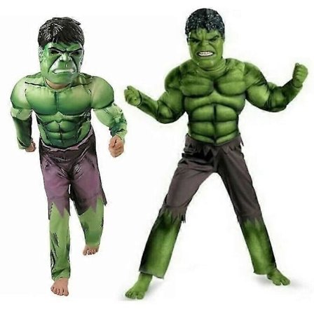 Marvel Avengers Hulk kostume til børn, 3-8 år, drengekostume med maske og muskler