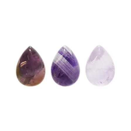 Cabochon, Naturlig Ametist, 13x18mm Droppe, 1st