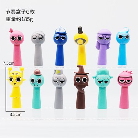 Xbi - Sprunki Plyysinen Rytmibok Luova Piirretty Hahmo Koriste Kynä Korkki 12kpl G