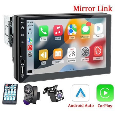 Hippcron 7 tommer bilradio 1 DIN CarPlay Android automatisk