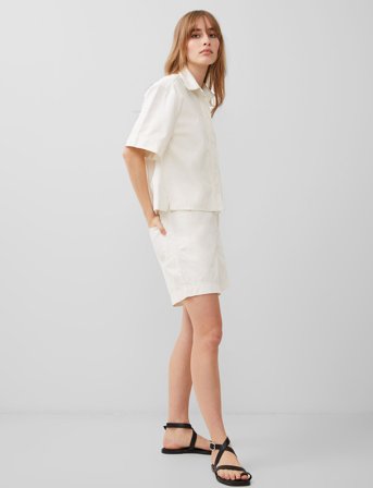 French Connection Finley Denim Ss Shirt - Cream - XS