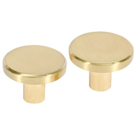 6 stk. Guld Kabinets Knapper En-Huls Messinggreb