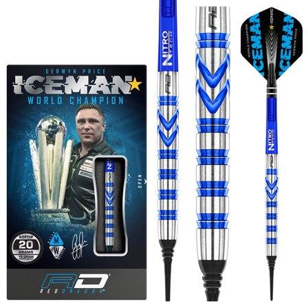 Red Dragon Darts Gerwyn Price Blue Originals Soft Tip Darts 18g/20g - Iceman World Champion - Professional Tungsten Steel Darts Set