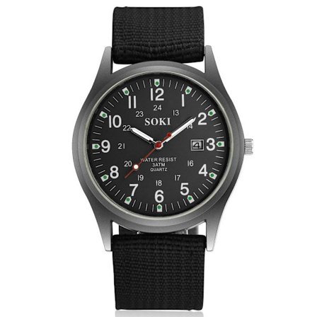 Mote Herreklokker Lysende Visere Klokke Luksus Militær Sport Dato Kvarts Armbåndsur Herre Casual Nylon klokke masculino