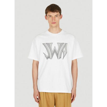 JW Anderson, Gothic Logo T-Shirt Biały, Mężczyzna, Rozmiar: S
