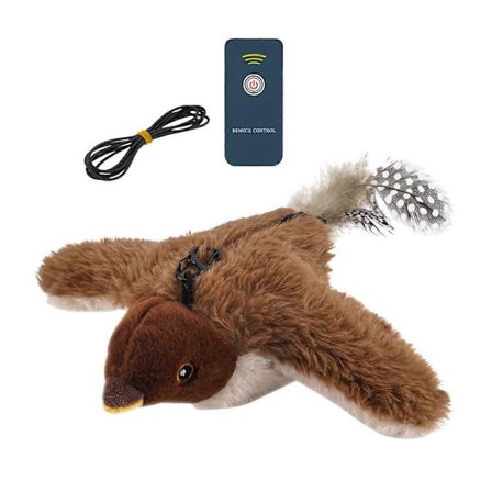 Katt Leksak USB Laddningsbar Elektrisk Simulerad Fågel med Kattmynta Plysch Flygande Fågel med Livsliknande Kvitter för Kattens Träning [DB]
