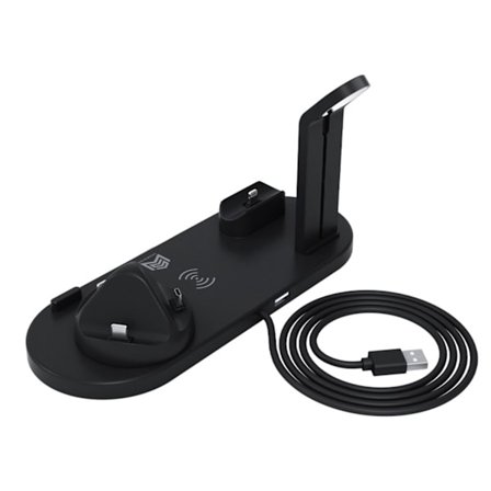 4 i 1 Snabb Trådlös Laddningsstation för iPhone 14 Apple Watch och AirPods Svart