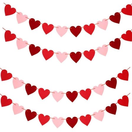 Alla hjärtans dag dekoration röd rosa hjärta banderoll bröllopsfest tillbehör 4PCS