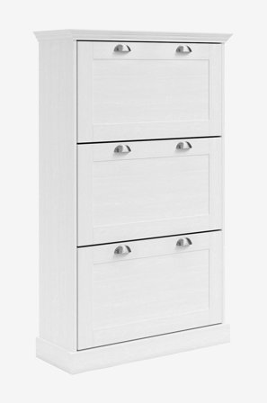 Loft24 - Motala Skoförvaring med 3 luckor - Vit - Skoskåp - Från Homeroom