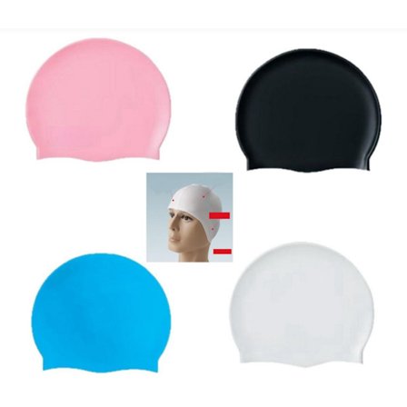 4-pakning - Unisex silikon elastiske badehetter for voksne - Store, ikke-elastiske badehetter (Svart/Hvit/Himmelblå/Rosa)