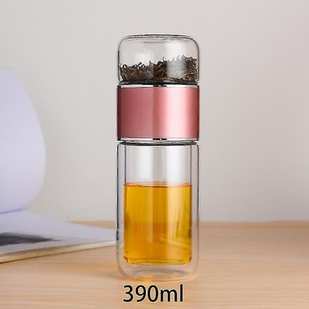 390 ml Te Vandflaske Høj Borosilikatglas Dobbelt Lag Te Vandkop Infuser Tumbler Drikkevare Vandflaske Med Te Filter.