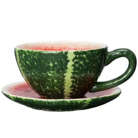 Byon Fruity kopp med fat 25 cl, grønn/rød