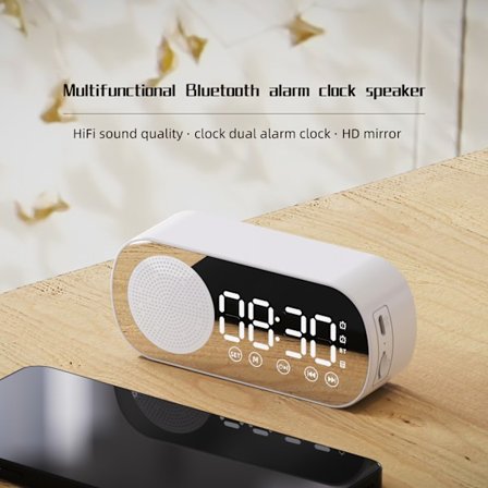 Digital radioväckarklocka, Bluetooth högtalare, HiFi FM-radio, Ladda
