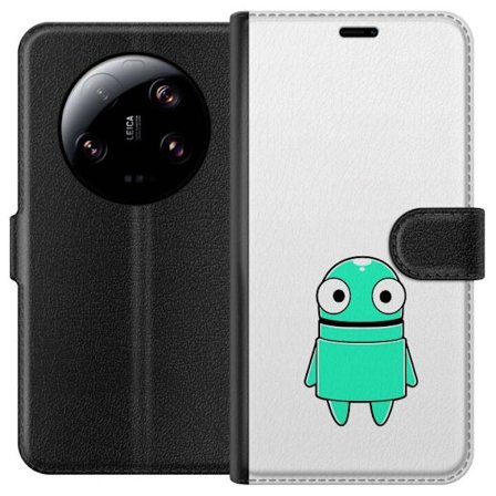 Yhteensopiva Lompakkokotelo Xiaomi Xiaomi 13 Ultra Turkoosi piirroshahmo isoilla silmillä ja iloisella persoonallisuudella yksinkertaisessa kuvitukse