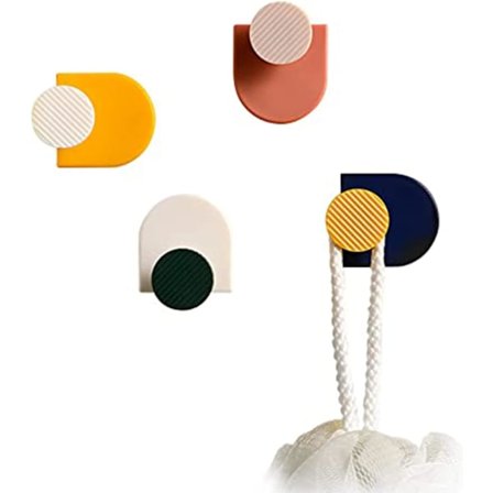 Fargerike selvklebende kroker Fargerike selvklebende tunge håndklekroker i plast Selvklebende krok for garderobe Bad Kjøkken Hjem 4 stykker 4 farger
