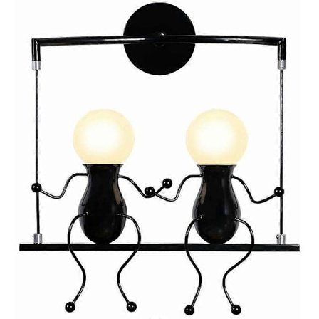 Moderne Simpel Væglampe Fashion Dukke Gynge Børne Væglampe til 2 Personer Jern Børn Stue Soveværelse Værelse Kreativ - Sort