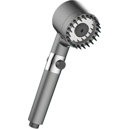 Høytrykks 3-modus håndholdt dusjhode - Justerbart spa-dusjhode med kraftig regnspray (grå)