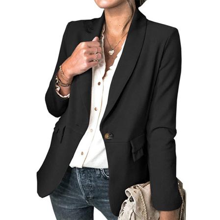 Damer A Single Button Blazer Kostym Plisserad Långärmad Ytterkläder