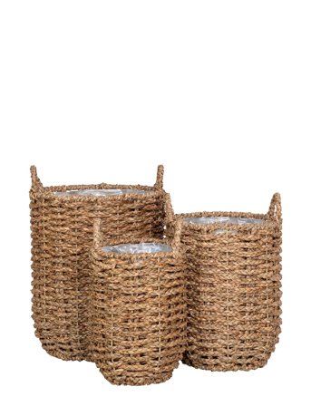 House Nordic Leri - Baskets, Seagrass, Natural, Set Of 3 - Beige - 37X31X31CM