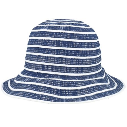Seeberger - "Materialmix Swallow Blue/White Cloche " Bucket Blue Hat - @ Hatstore