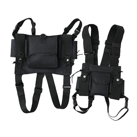 Brystveske Oxford-stoff Nylon Universal Håndfri Bryst Frontlomme Vestveske for Utendørs Camping Svart