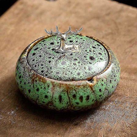 Askkopp med lock, keramisk askkopp för cigaretter, vindtät askkopp med lock för utomhusbruk inomhus, retro askkopp - MXBC_Speciella gåvor