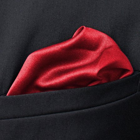 Pañuelo de bolsillo sencillo rojo brillante para hombres - Pañuelos de bolsillo de color liso