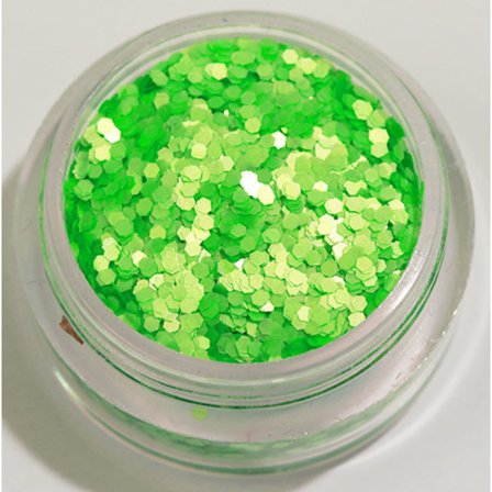 Kynsien glitter - Hexagon - Neon vihreä (matta) - 8ml - Glitter