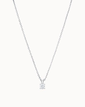 Naturlig Diamanthalsband Stacy 18K Vitguld - Dubbel ögla