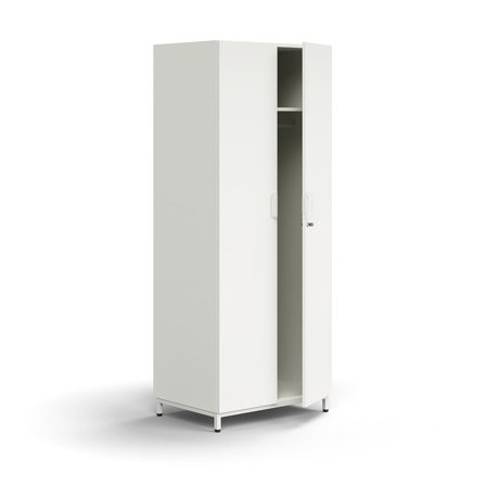 Zamykana szafa QBUS, z drążkiem ubraniowym, nóżki, 2020x800x570 mm, biały